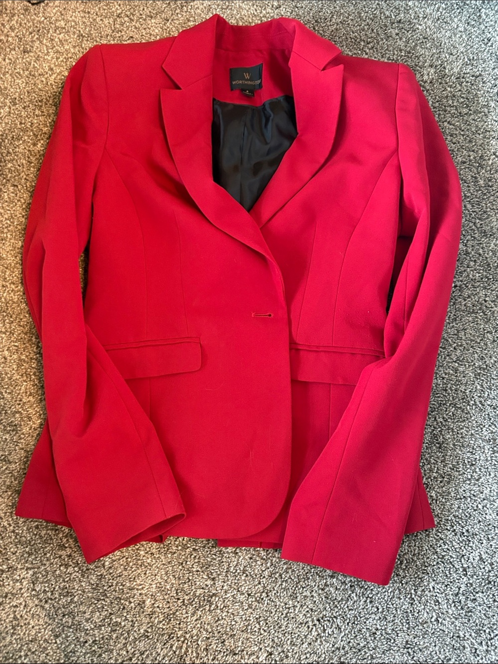 Worthington Women's Bright Red Single-Button Blazer